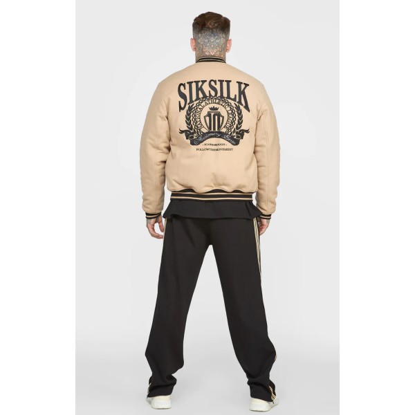 SikSilk Ecru Anniversary Varsity Jacket